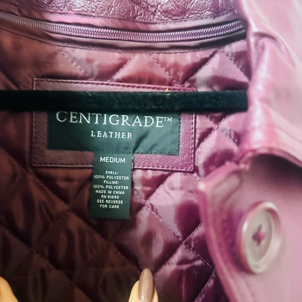 Women's Medium Deep Purple Leather Trench Coat - Picture 4 of 9